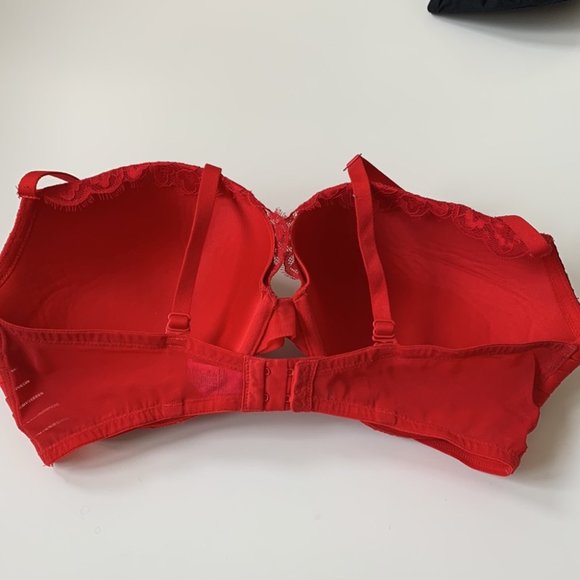 38 DDD La Senza Red Lace Beyond Sexy Classic Plunge Push-Up Bra - Picture 6 of 9